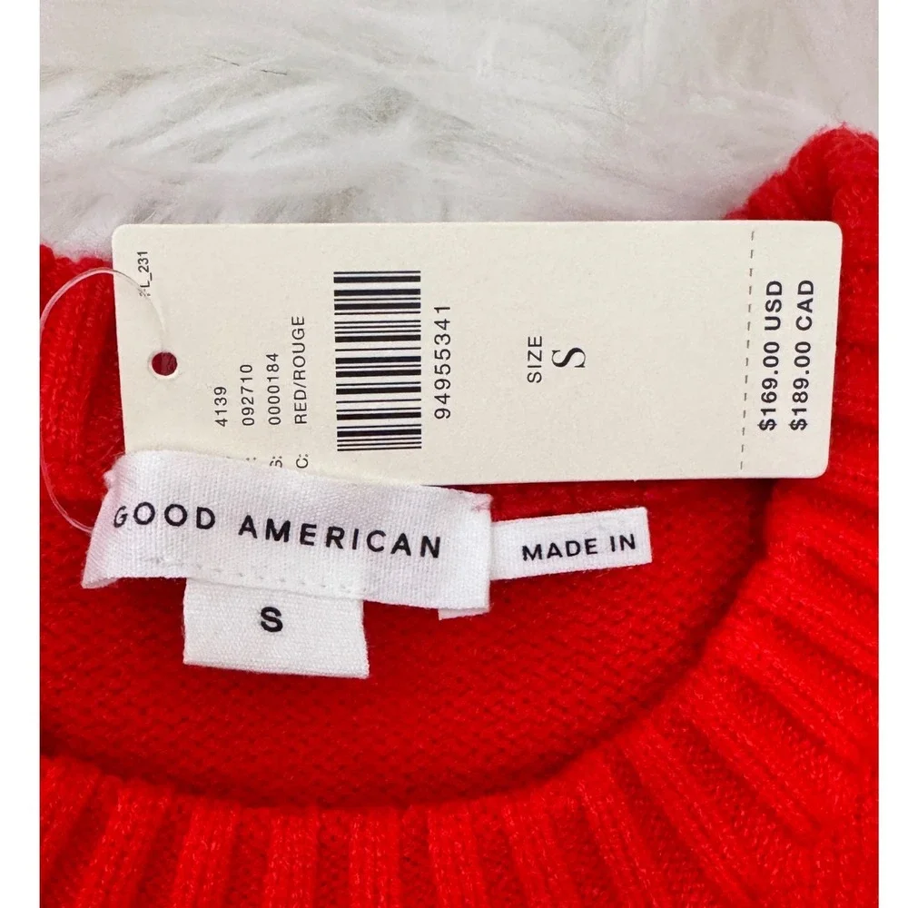 Good American Womens Red Grenadine Crewneck‎ Knit Sweater GSK0292 Size S NWT